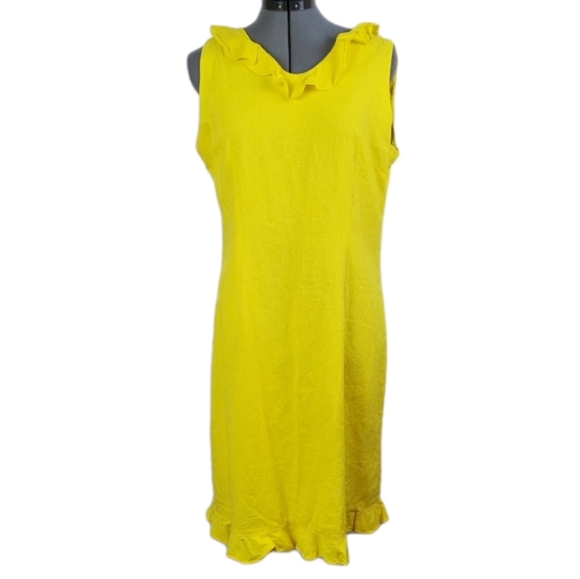 Mary McFadden Collection sleeveless yellow dress 12 - Picture 1 of 8